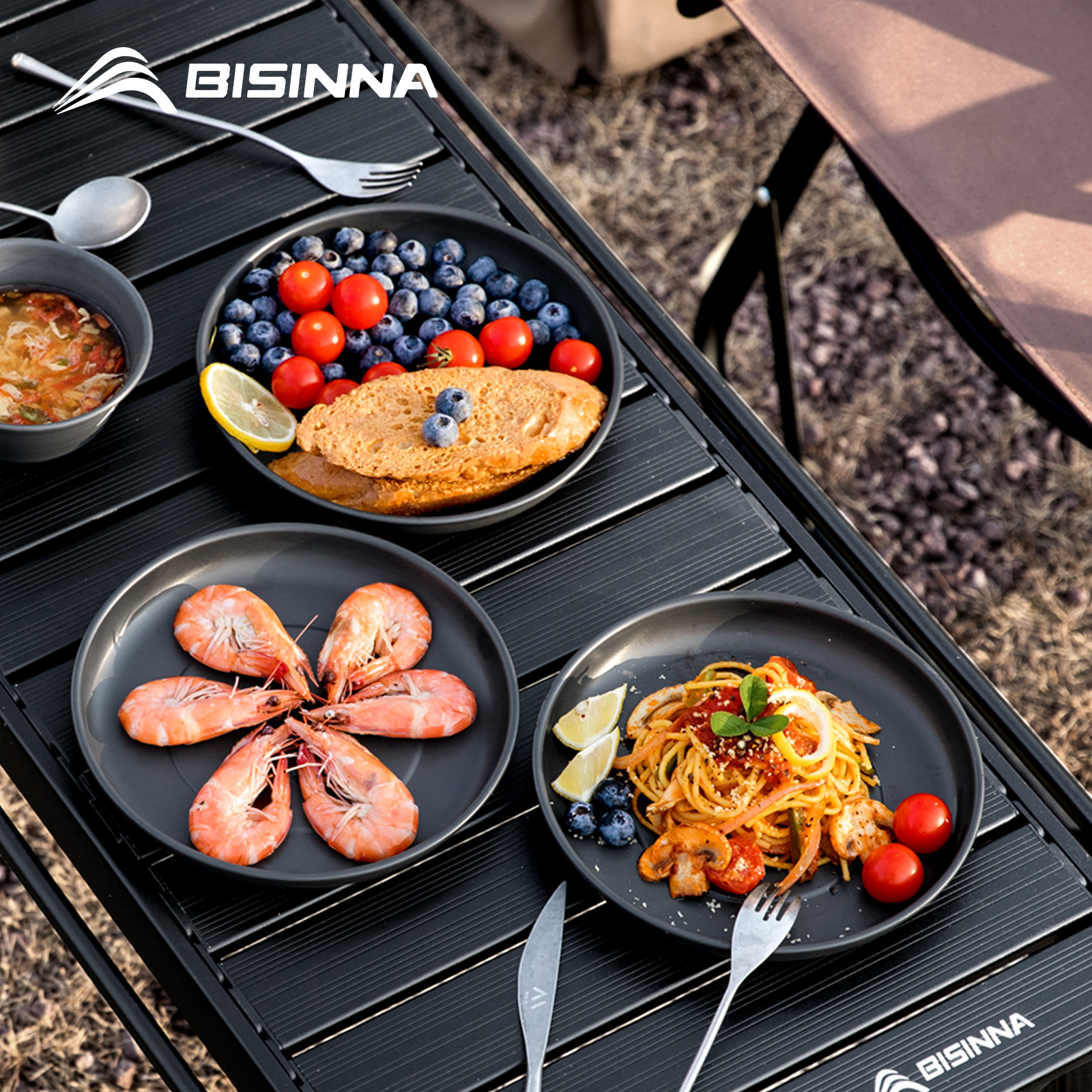 Camping Cooking And Eating - BISINNA Camping Plate Lightweight Tableware Aluminum