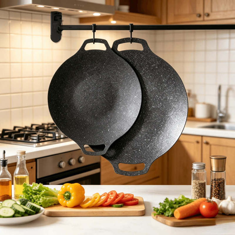 Camping Cooking Wok - Portable Nonstick Frying Pan Outdoor Camping