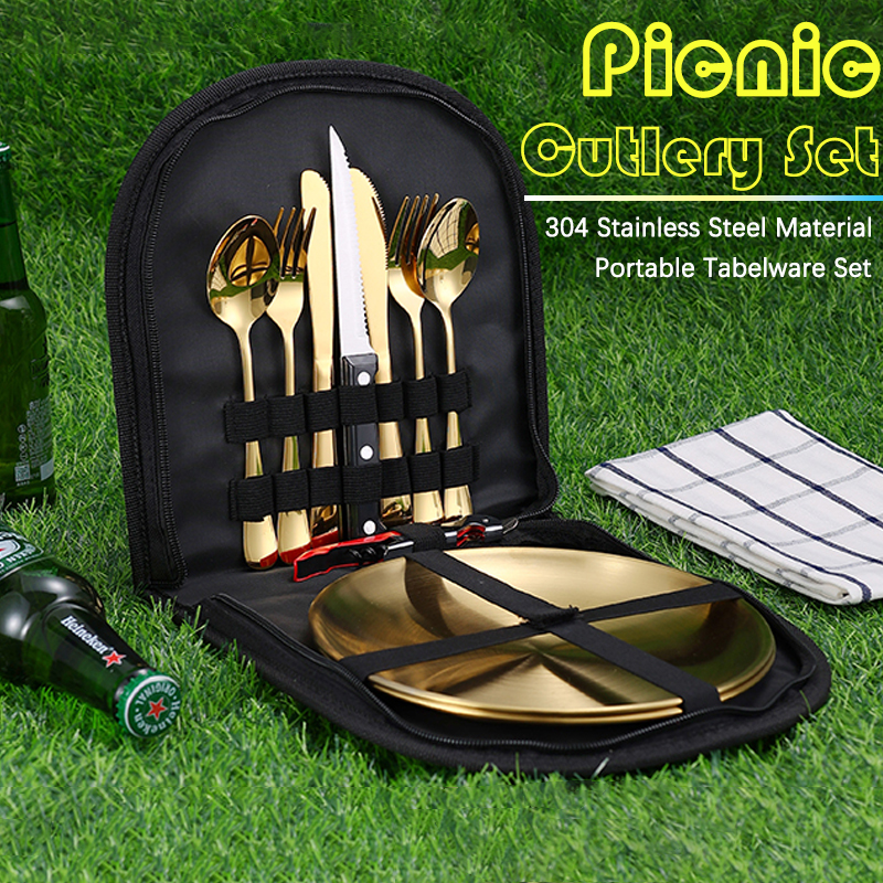 Camping Cooking And Eating - 10Pcs Camping Tableware Set 304 Stainless