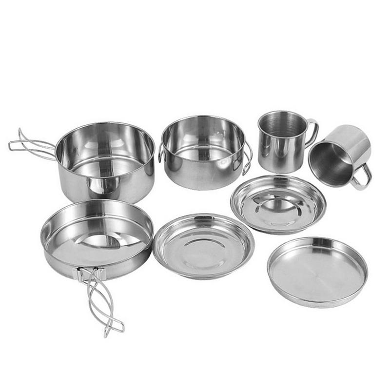 8pcs/set Stainless Steel Outdo - Camping Cooking Rice avaliação e preço
