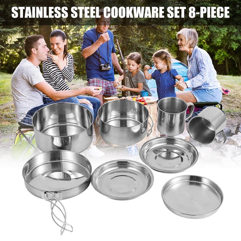 8pcs/set Stainless Steel Outdo - Camping Cooking Rice avaliação e preço