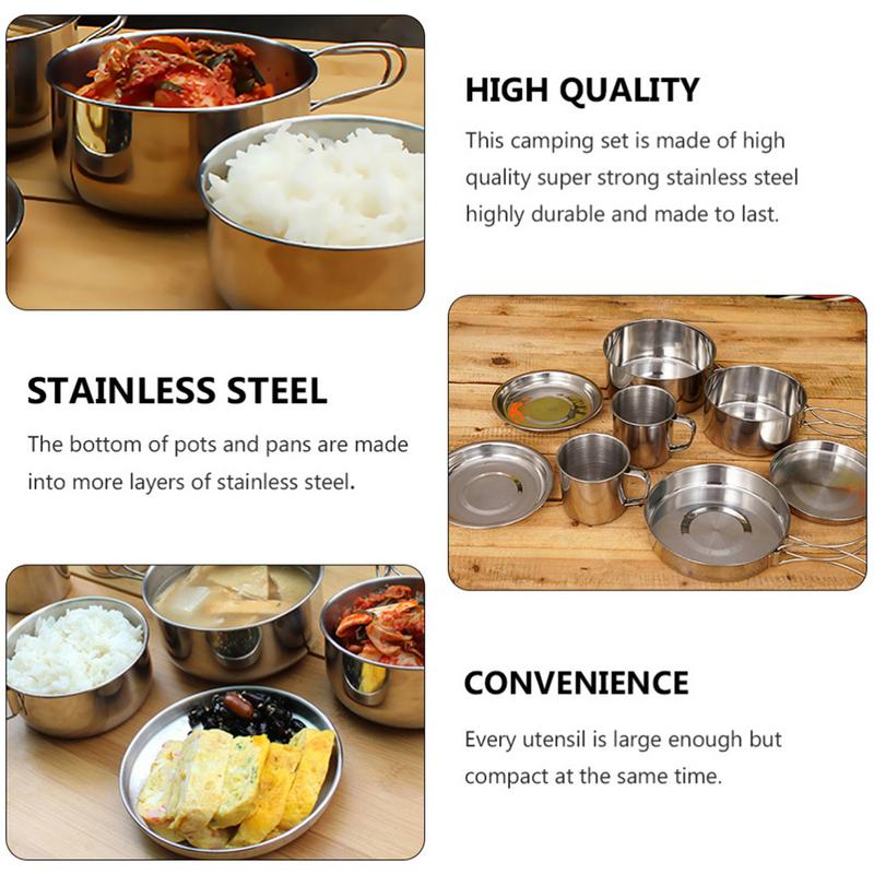 8pcs/set Stainless Steel Outdo - Camping Cooking Rice avaliação e preço