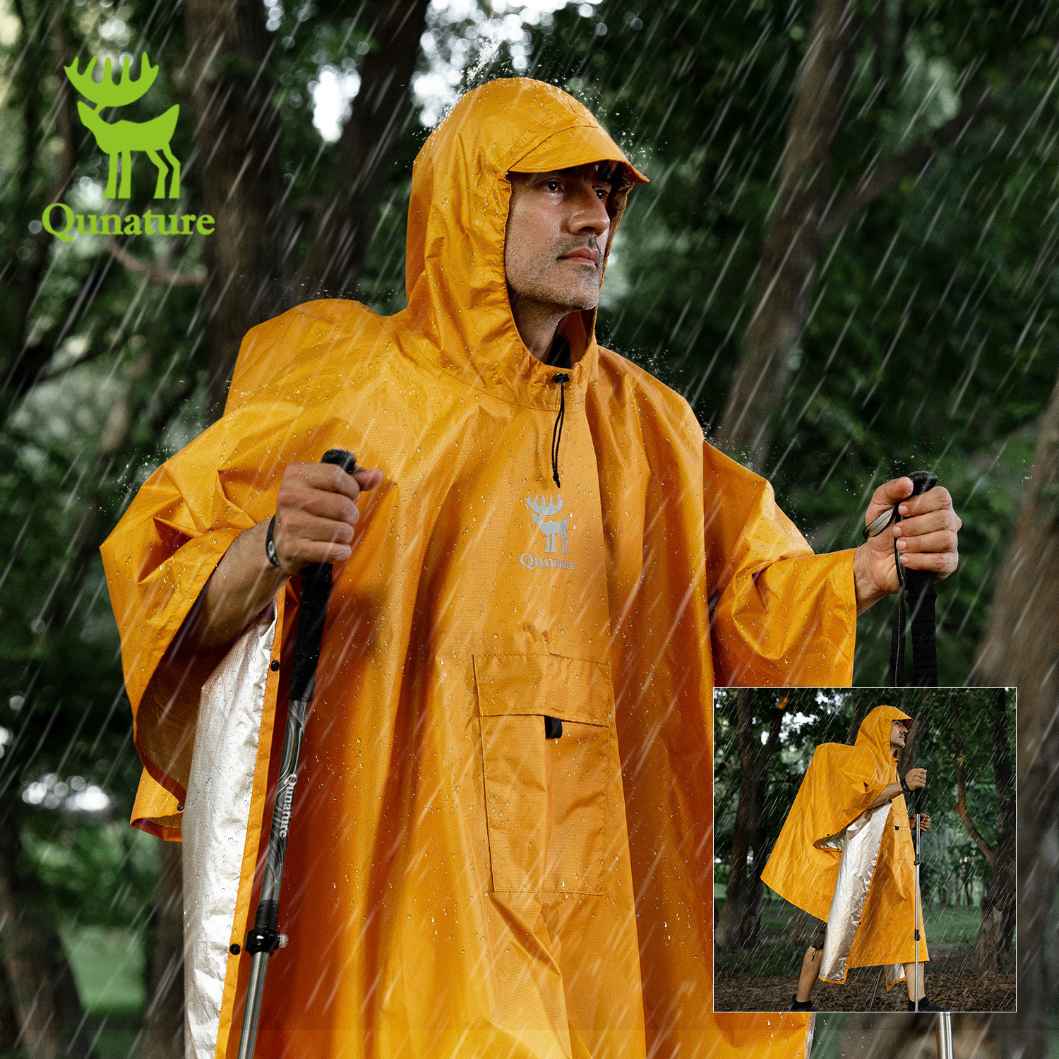 Qunature Raincoat 100% Waterpr - Camping Cooking Windbreak avaliação e preço