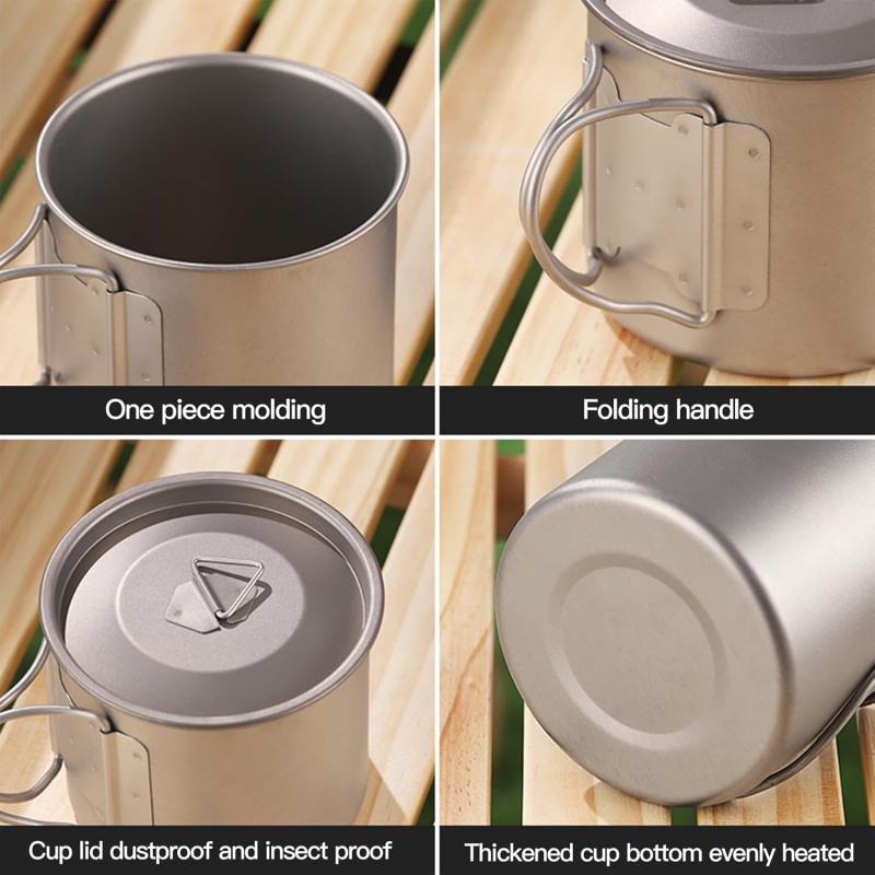 Titanium Camping Mug with Fold - Camping Cooking Backpack avaliação e preço