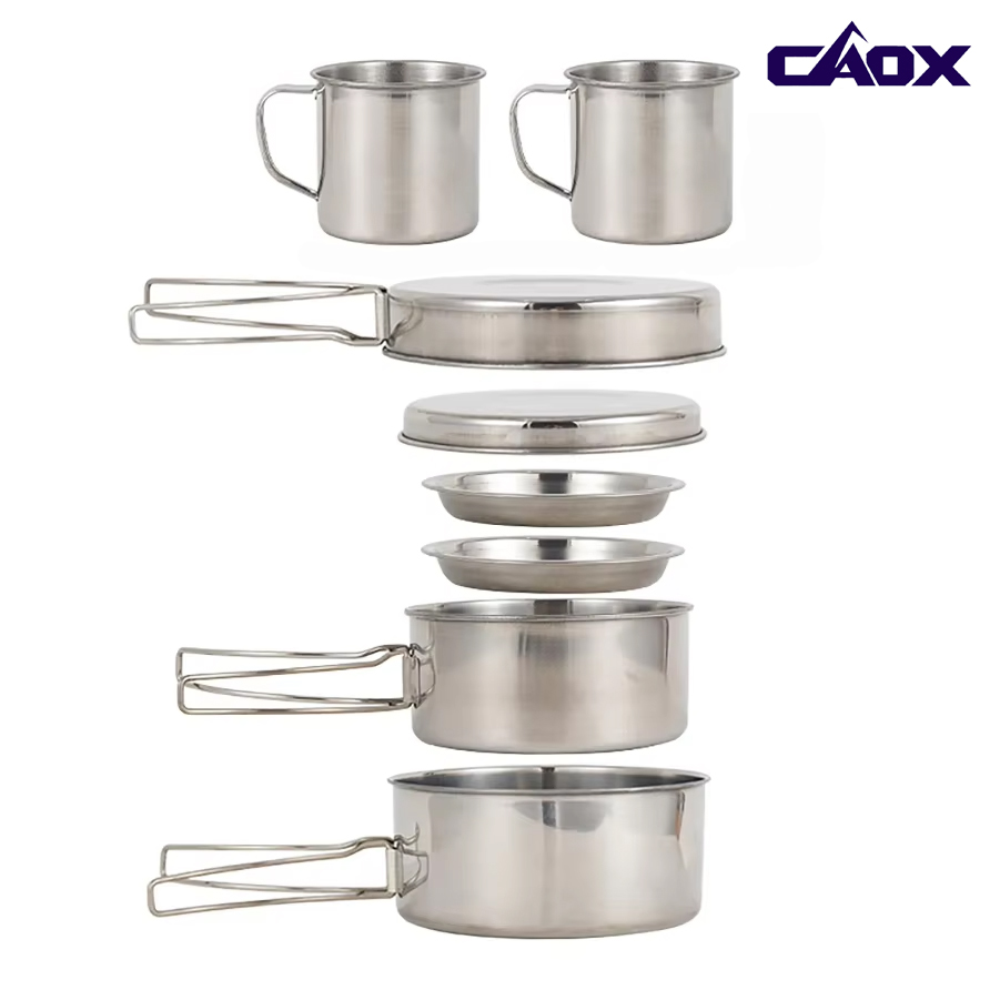 CAOX 8pcs/Set Camping Cookware - Camping Cooking Hot Plate avaliação e preço