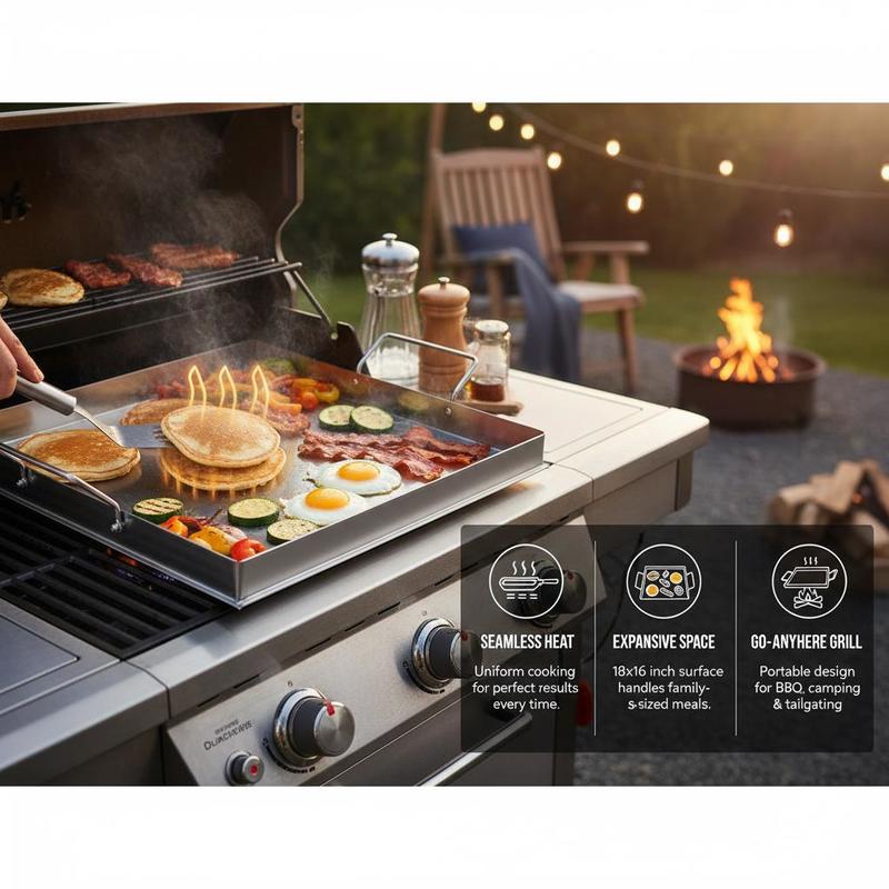 Universal Flat Top Griddle 18x - Camping Cooking Hot Plate avaliação e preço