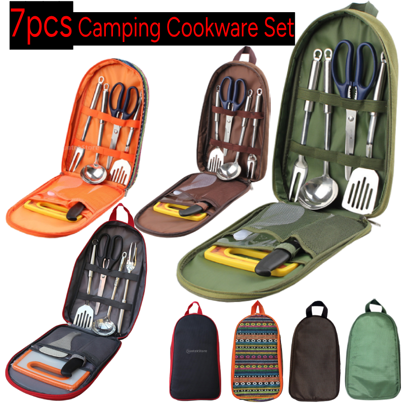 7pcs Camping Kitchen Utensil S - Camping Cooking Backpack avaliação e preço