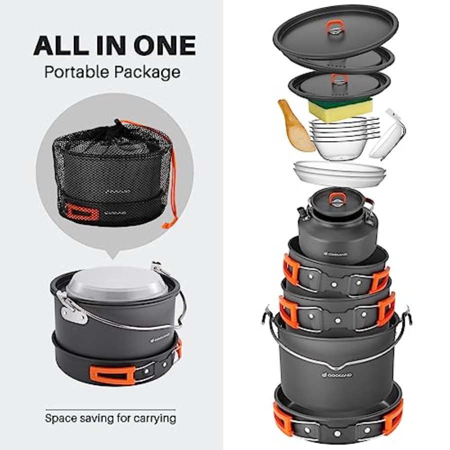 Camping cookware set: aluminum - Camping Cooking Backpack avaliação e preço