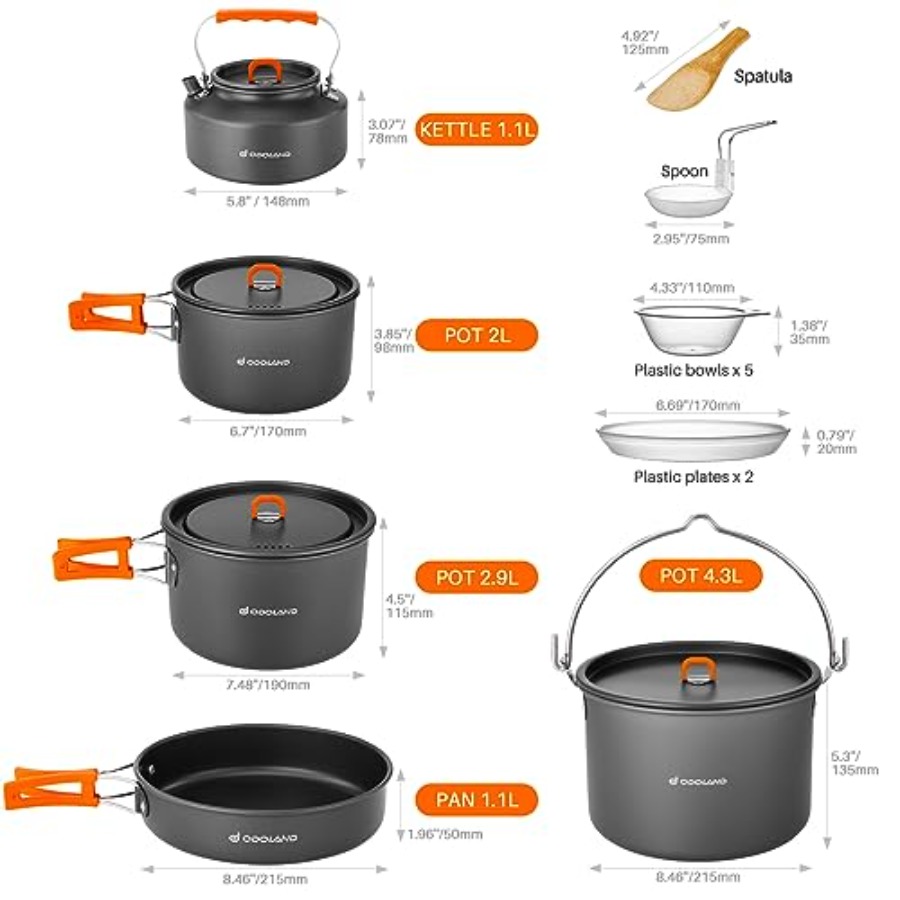 Camping cookware set: aluminum - Camping Cooking Backpack avaliação e preço