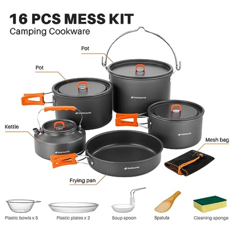 Camping cookware set: aluminum - Camping Cooking Backpack avaliação e preço