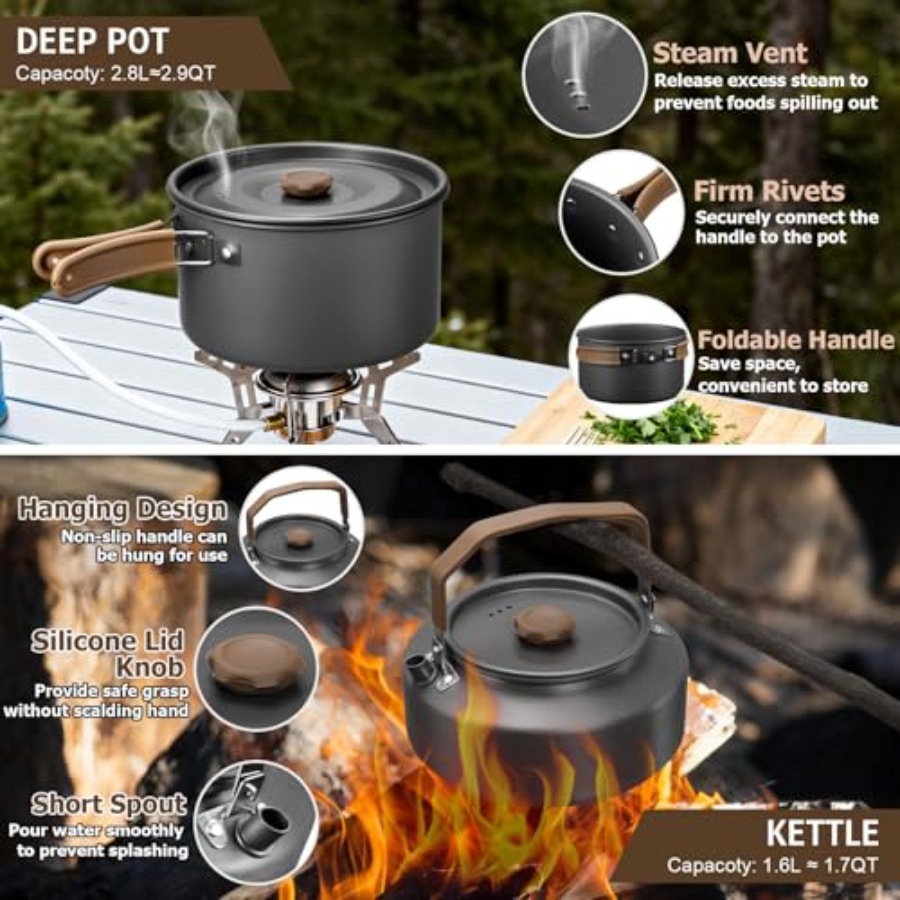 Camping cookware mess kit for  - Camping Cooking Backpack avaliação e preço