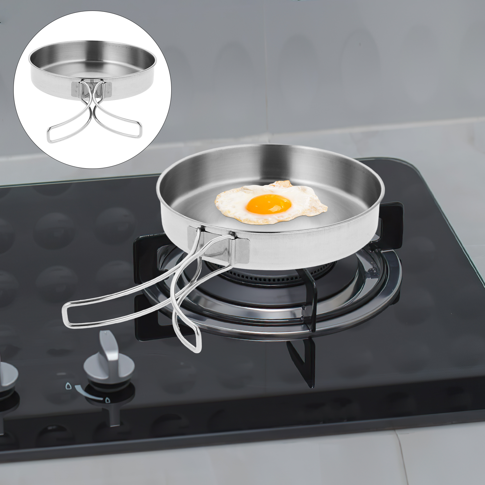 Portable Frying Pan Stainless  - Camping Cooking Wok avaliação e preço