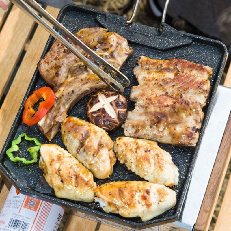 Outdoor camping barbecue pan H - Camping Cooking Wok avaliação e preço