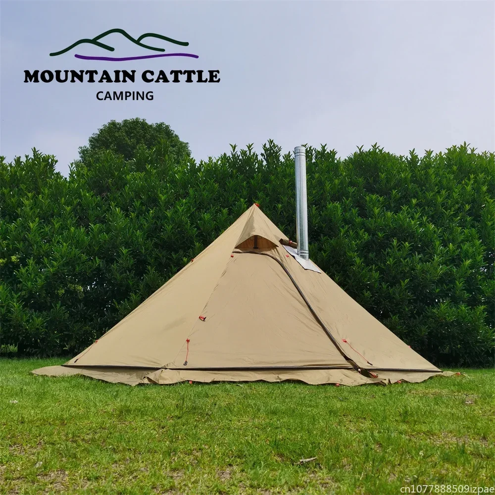 hot Pyramid Tent With Snow Ski - Camping Cooking Snow avaliação e preço